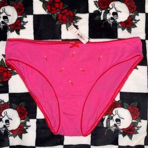 🔥5/$25🔥 NWT Victoria’s Secret Pink Chili Pepper Lace Trim Bikini Panty Size XL